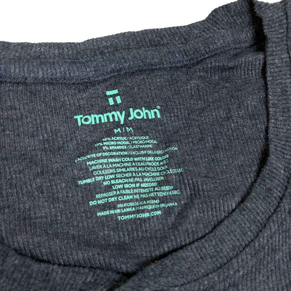NEW Tommy John Lounge Henley Long Sleeve Shirt Pajama Top Blue Loungewear Mens M - Picture 3 of 5